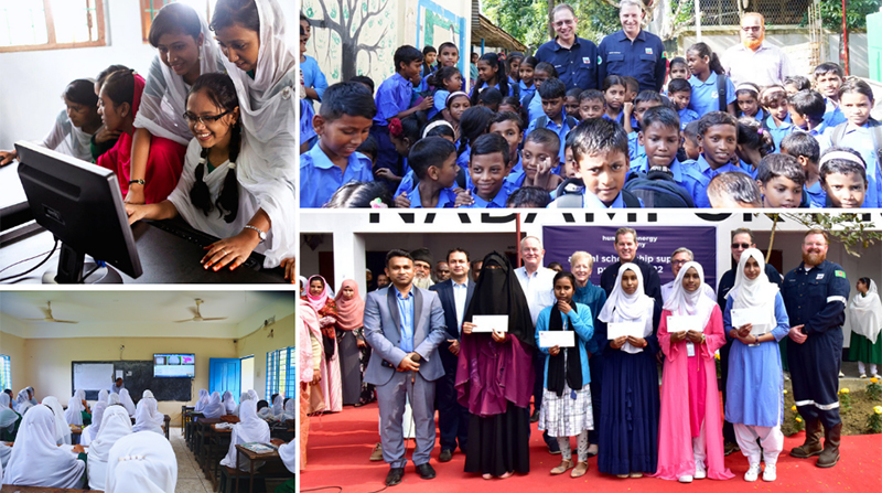 A collage of students in the classroom and posing with their diplomas