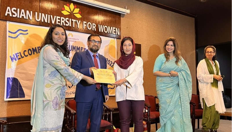 Students were awarded Certificate of Merit in recognition of completing the AUW Summer School, powered by Chevron. 71 bright female high school students from all over Bangladesh participated.